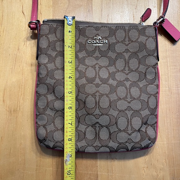 Coach Messenger Crossbody Signature Bag Tan/Pink - Picture 11 of 12